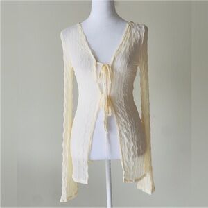 SHEIN Cream Tie-Front Cardigan
